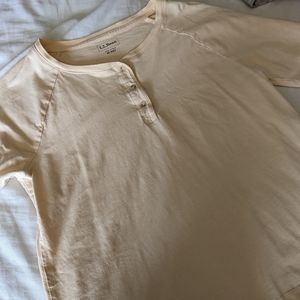 LL Bean Ivory Cotton Knit Henley